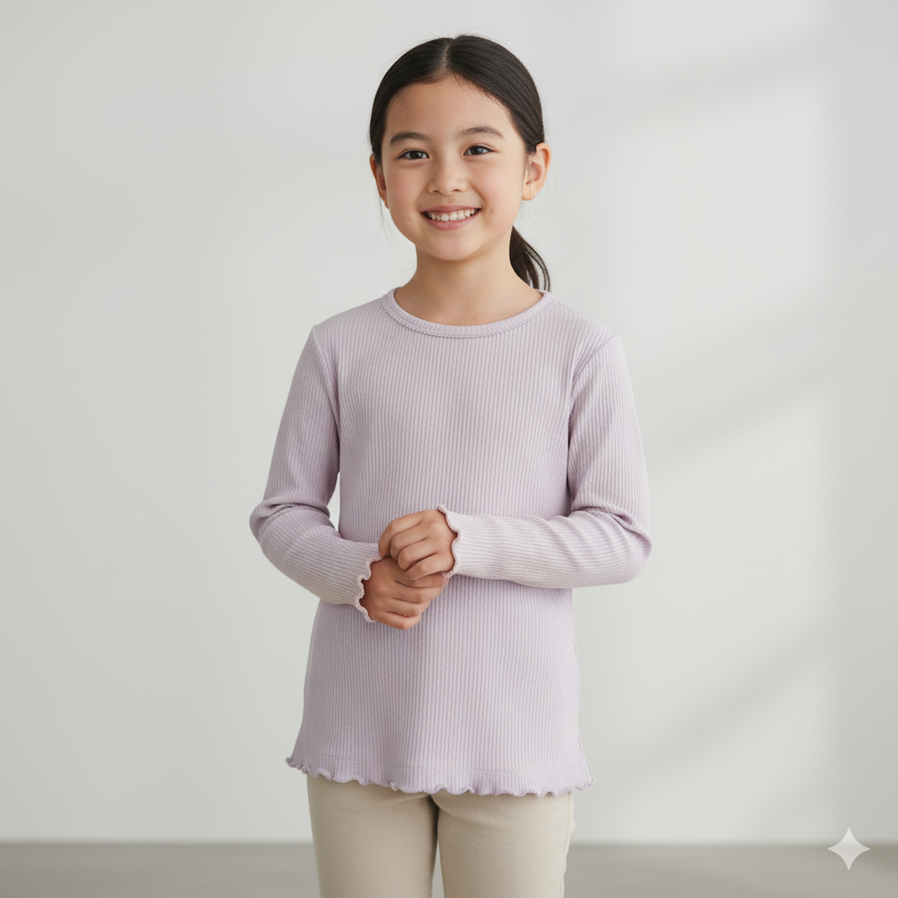 長袖經典T恤-羅紋抽針針織布素材-紫色