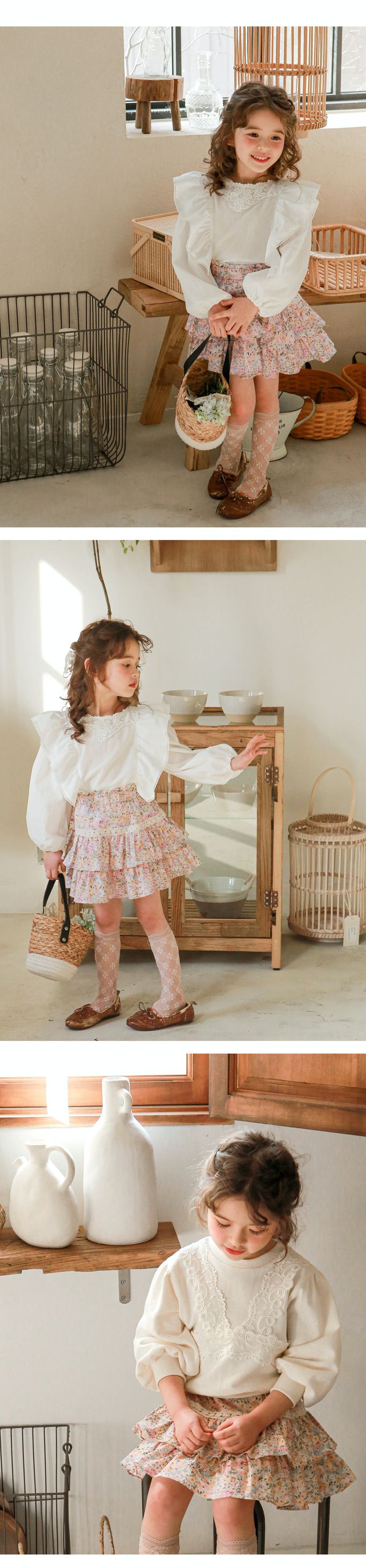 韓國 Puellaflo - 鬆緊腰春漾漫花層次蛋糕裙-粉