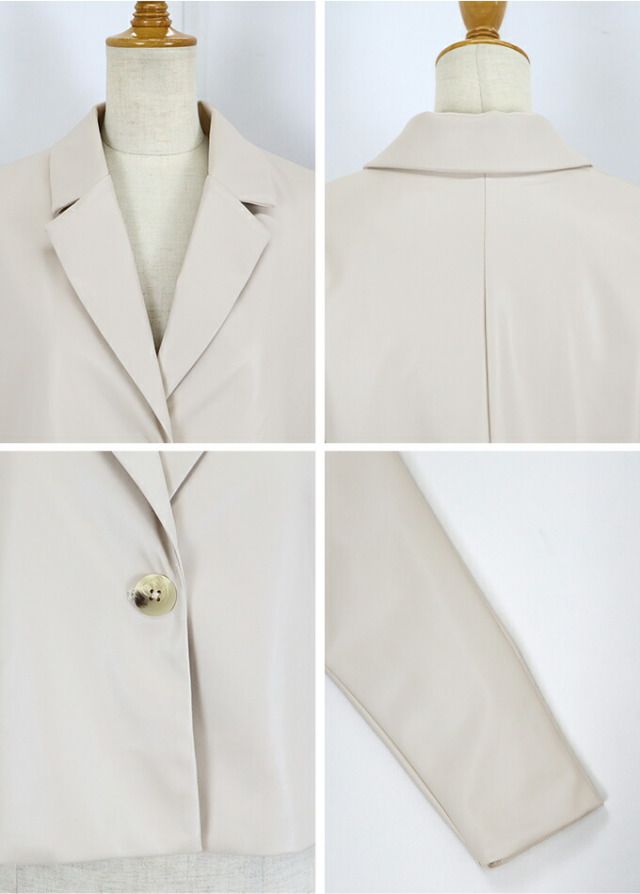 日本 BLUE EAST - 俐落短版西裝外套-米白