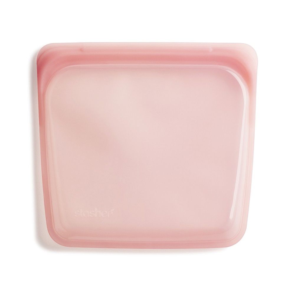 美國 Stasher - 食品級白金矽膠密封食物袋-Sandwich方形-紅心芭樂 (443ml)