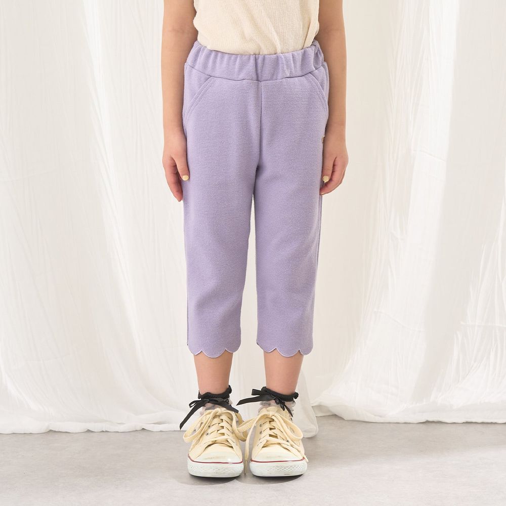 下擺可愛貝殼彈力七分褲-紫丁香