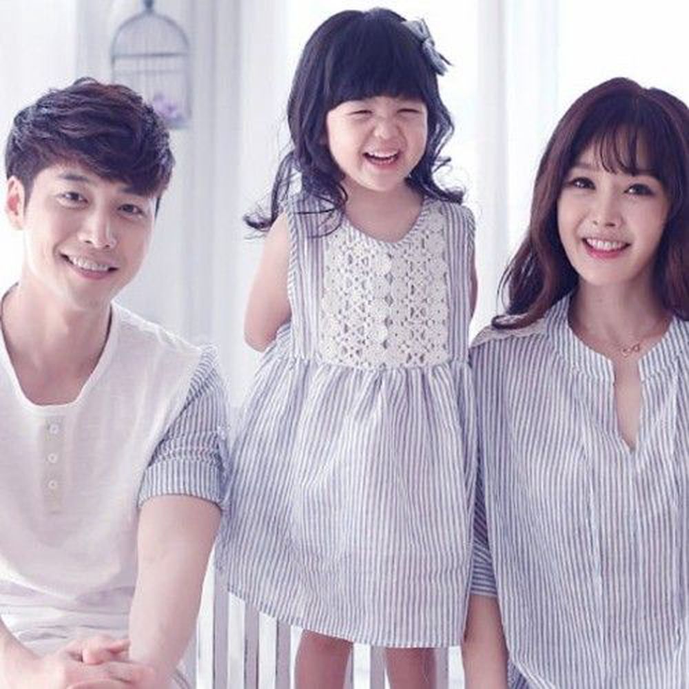 韓國 Monfimafi - 藍條紋親子裝-女寶洋裝