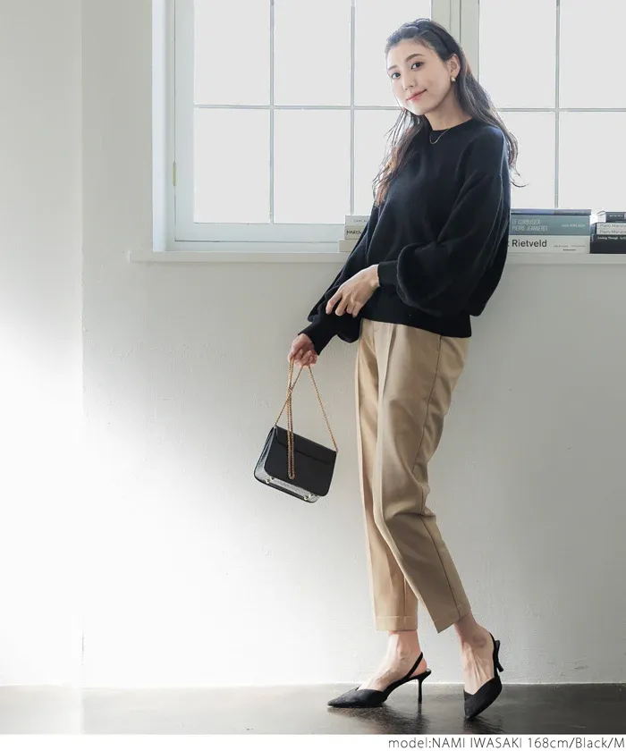 日本 COCA - 澎澎氣球袖圓領針織上衣-粉紅