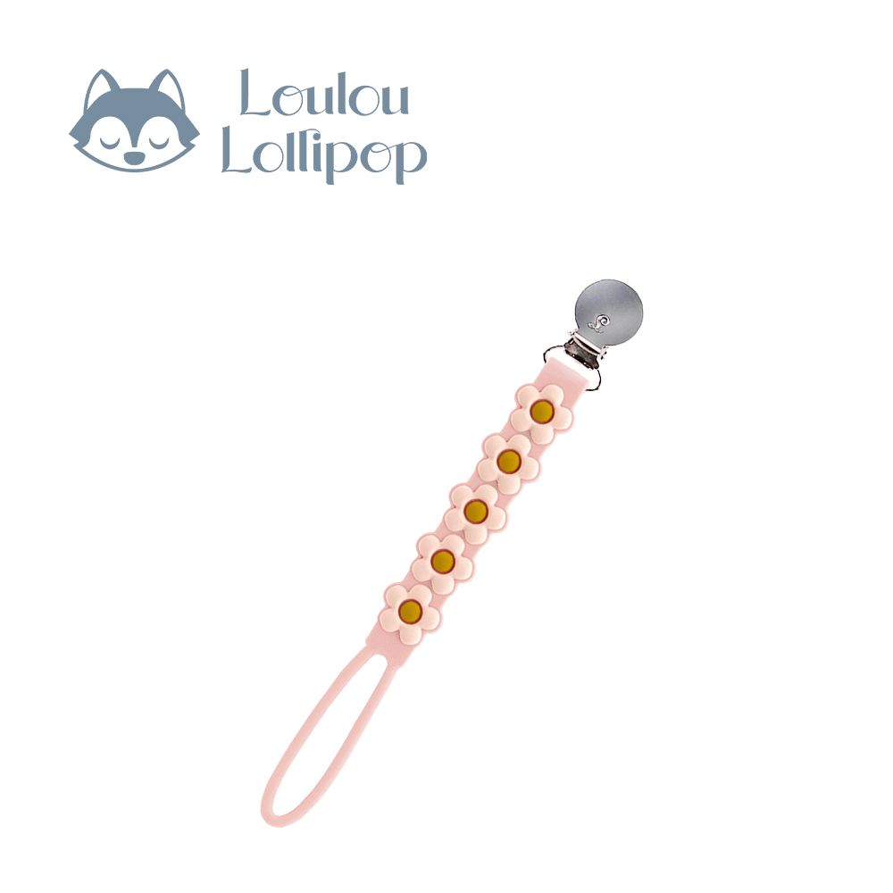 固齒器奶嘴鍊夾-粉色小雛菊