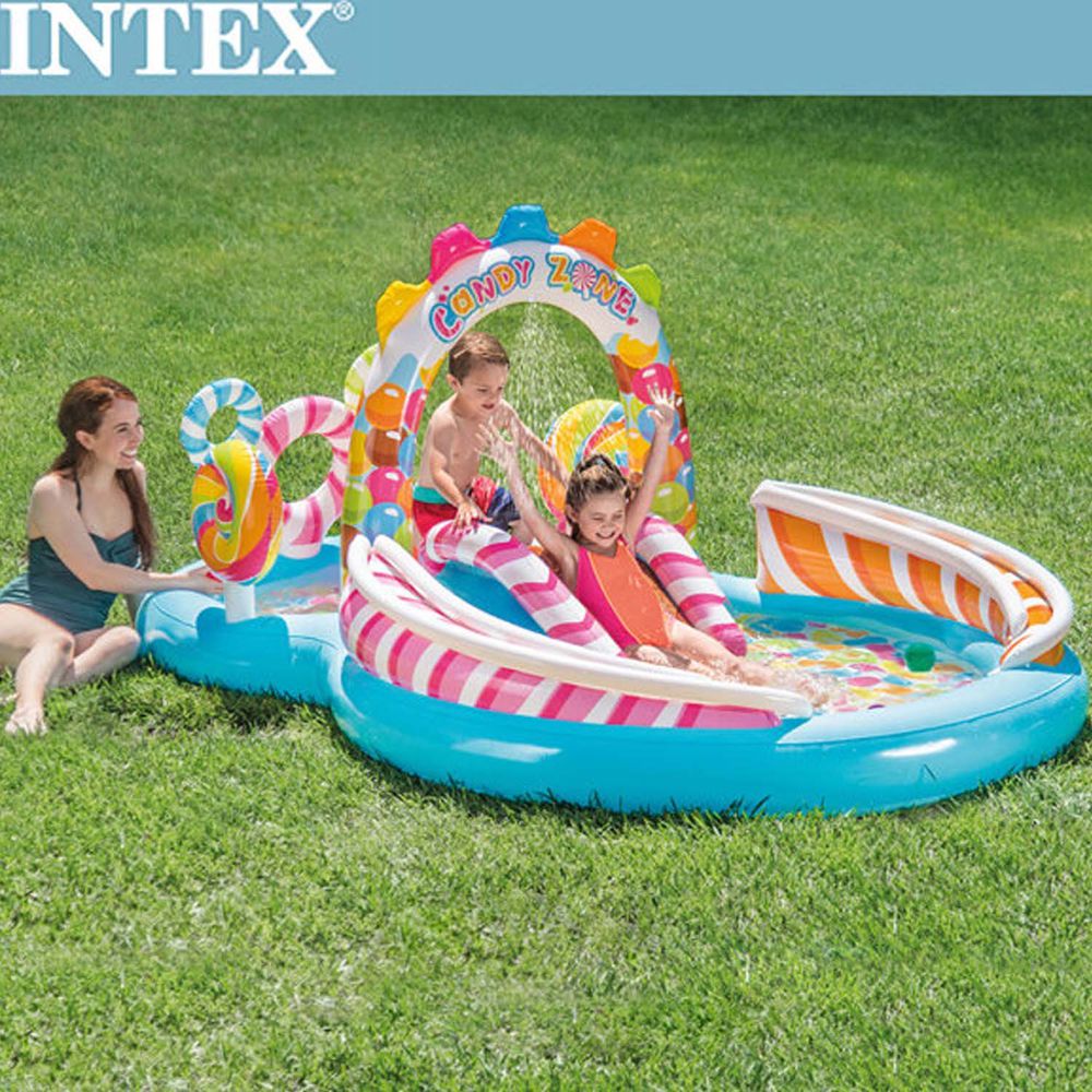 INTEX - 糖果屋戲水游泳池滑水道295x191x130cm(374L)適用3歲
