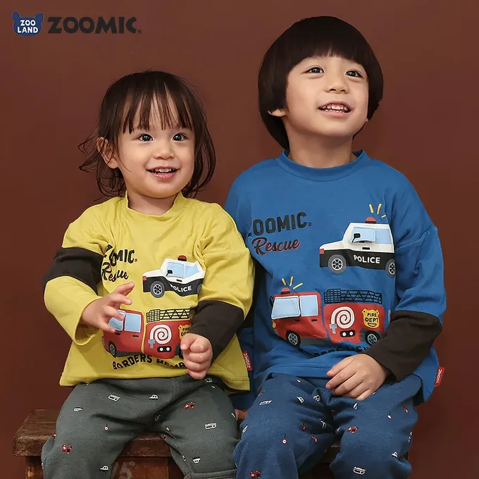 日本 ZOOLAND - 熊熊救援隊 立體翻翻長袖上衣-藍