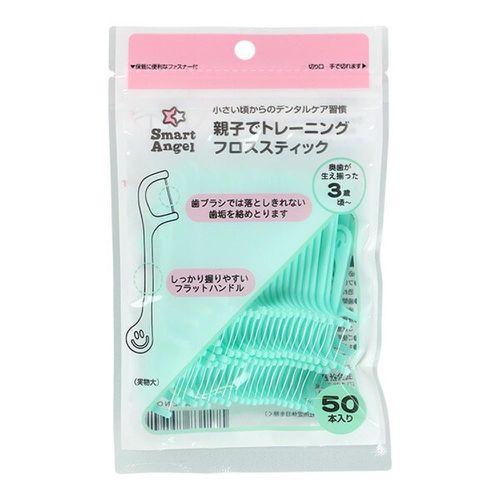 日本西松屋 - 幼童用牙線棒(3歲～)-綠-50入
