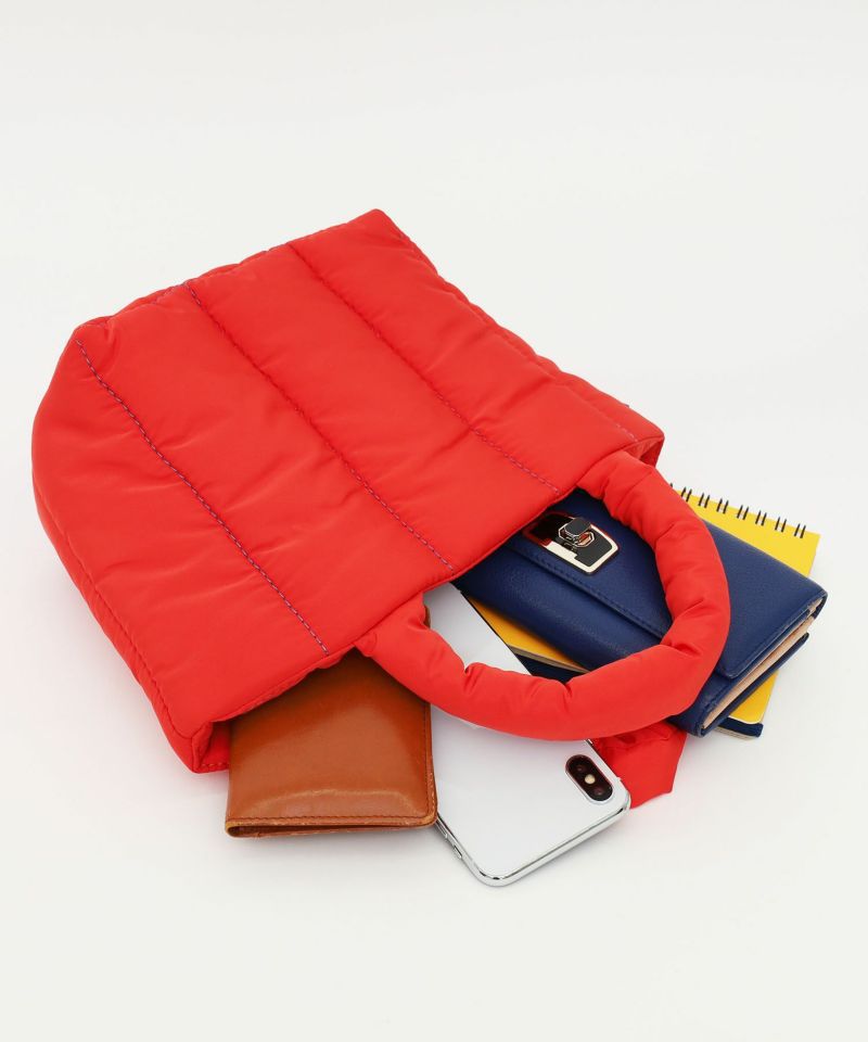 日本 COOCO - 衍縫鋪棉雲朵手提包-亮橘 (W20*H18*D14cm)