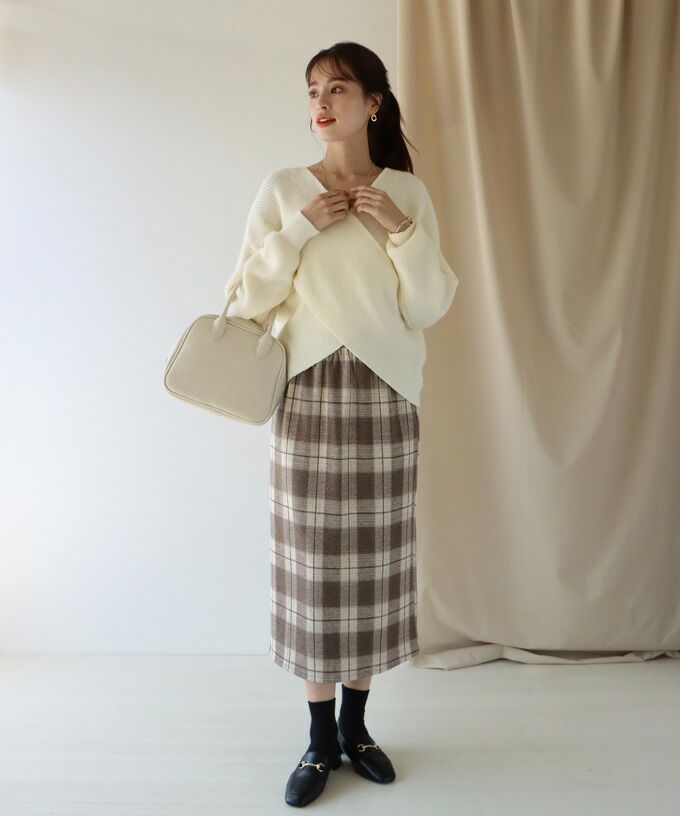 日本 BLUE EAST - 氣質修身學院風長裙-格紋-黑