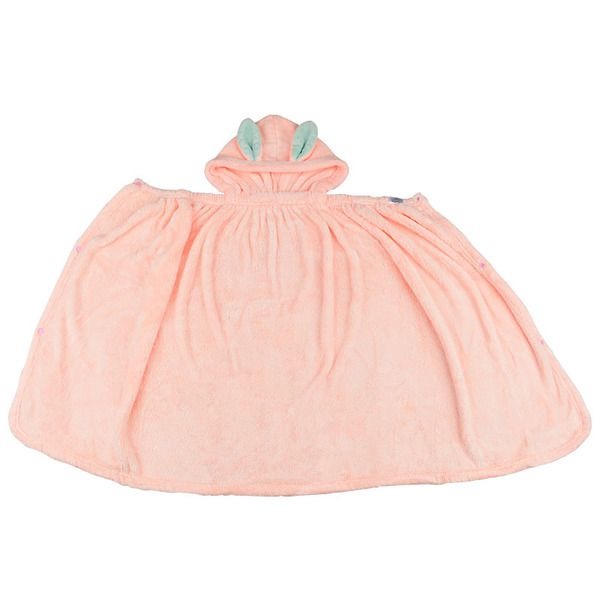 akachan honpo - 動物造型連帽吸水披巾-兔子-粉紅色 (衣長60cm)