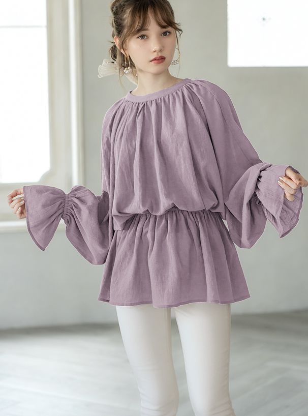 日本 GRL - 慵懶風美背大蝴蝶結縮腰長袖上衣-時尚黑 (Free)