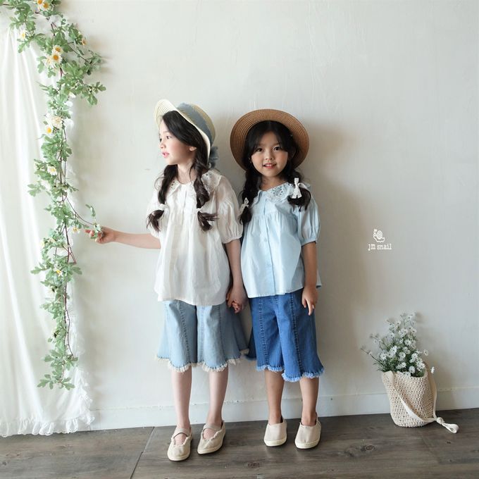 韓國 Jmsnail - 鬆緊腰褲管剪裁抽鬚牛仔褲-深藍