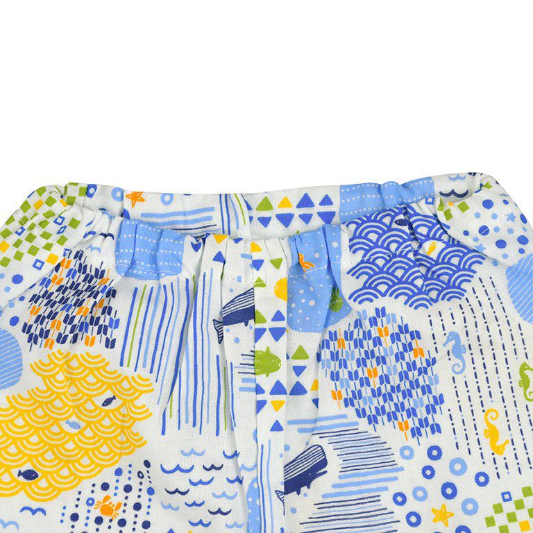 akachan honpo - 兩件式甚平-海-米白色