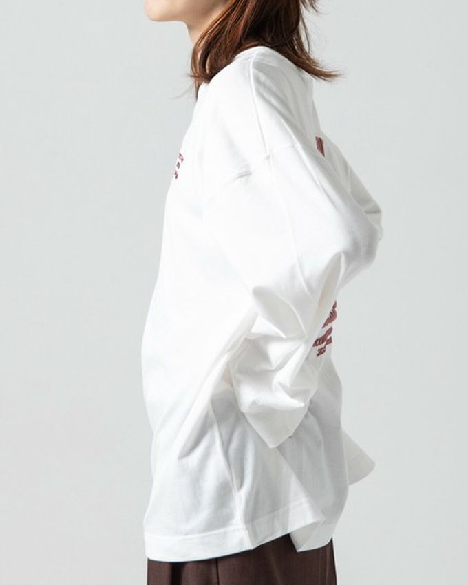 日本 gleam - 俏皮美式漢堡泡棉印花長袖T恤-白x粉紅