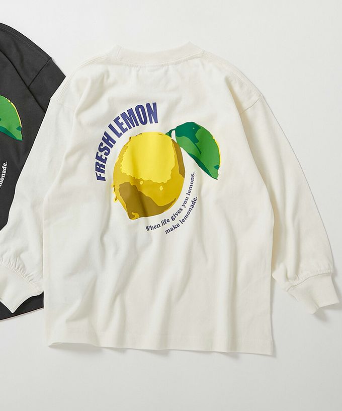 日本 devirock - 100%棉 定番印花寬版長袖上衣-PEACE-紫丁香