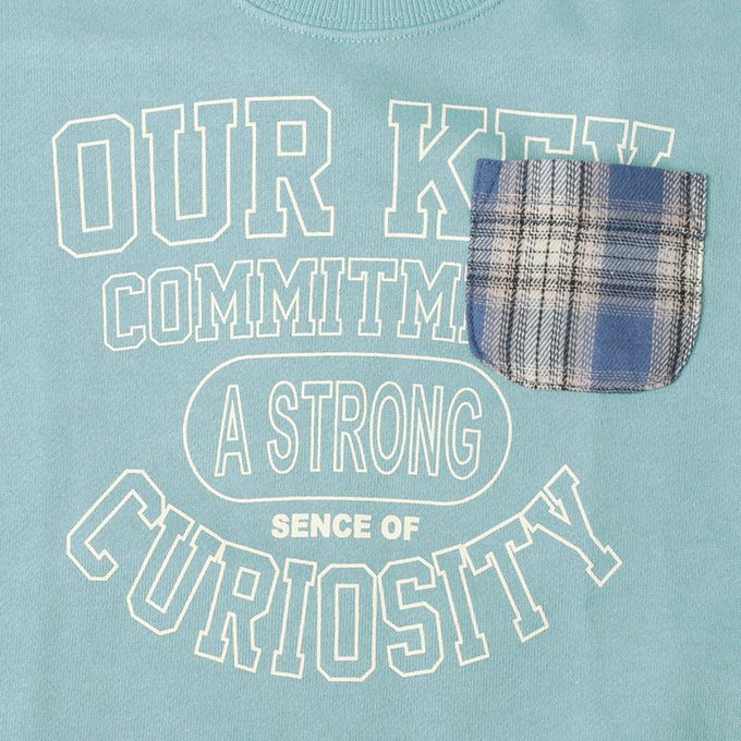 akachan honpo - 拼接休閒上衣-毛圈內裡-藍色