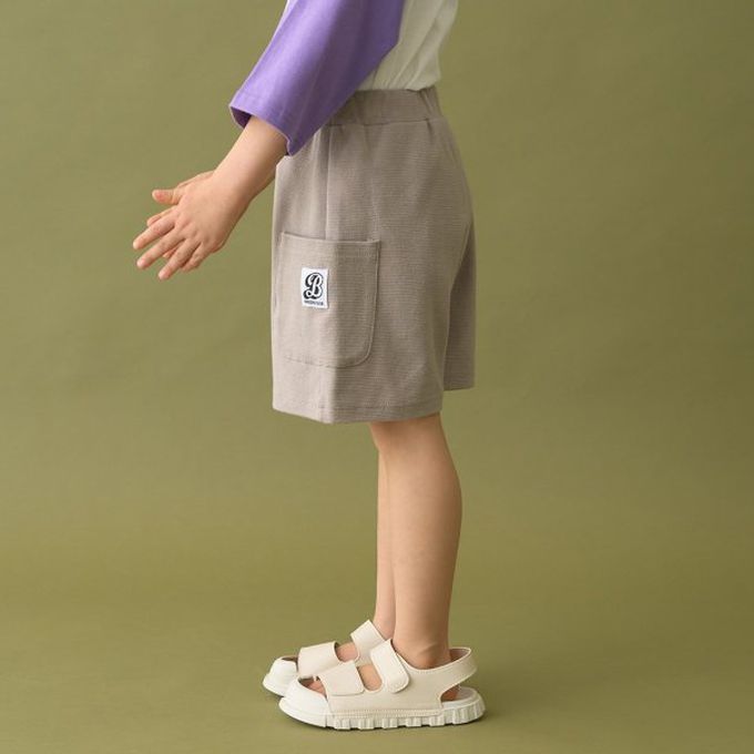 日本 b-ROOM - 柔款彈性大口袋素色短褲(4分丈)-海軍藍