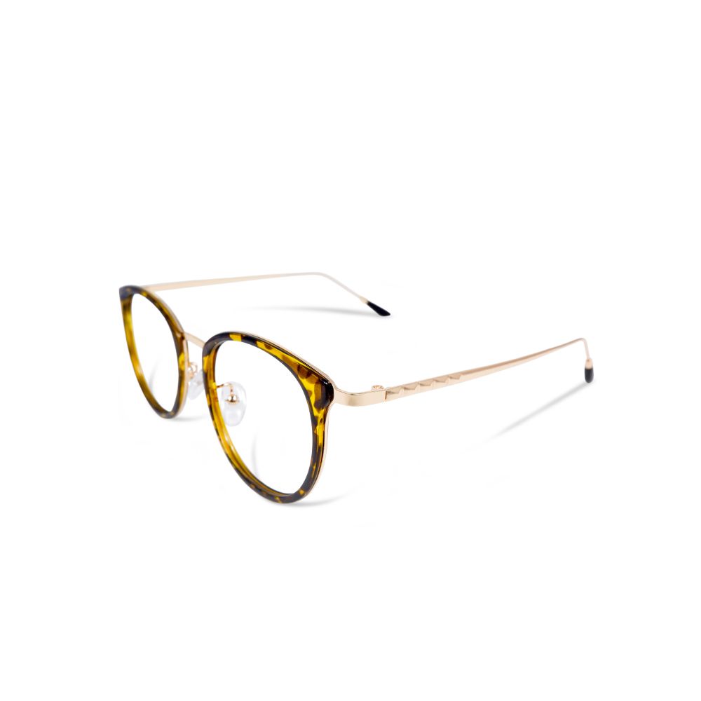 ALEGANT - 韓版拼接設計潮流琥珀花紋波士頓框金屬鏡腳UV400濾藍光眼鏡