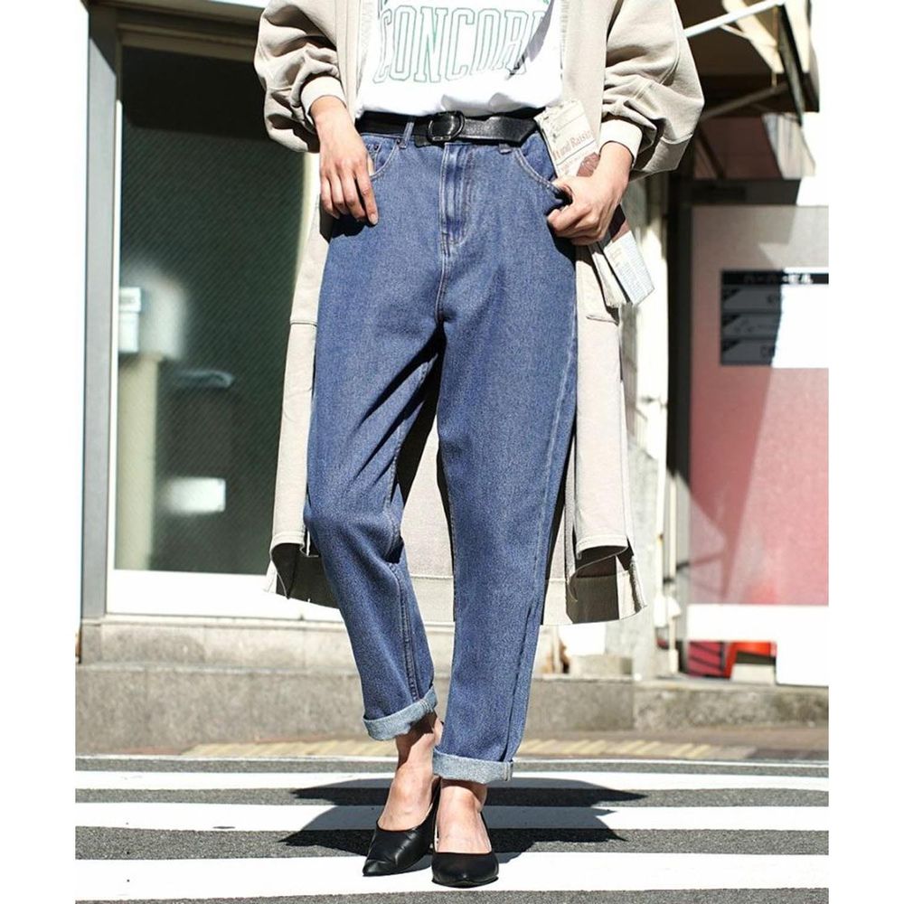 日本 zootie - 純棉舒適顯瘦單寧牛仔長褲-丹寧藍