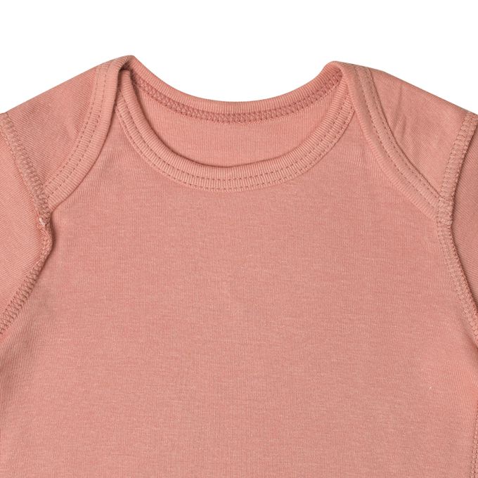 akachan honpo - 長袖速乾包屁衣2件組-套頭式 小花-粉紅色