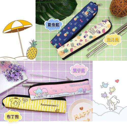 316不鏽鋼 環保吸管四件組-Hello Kitty (蝴蝶結)