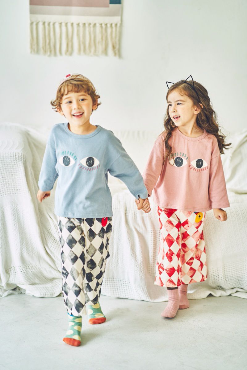 韓國 Mimico - 大大眼睛T-灰藍