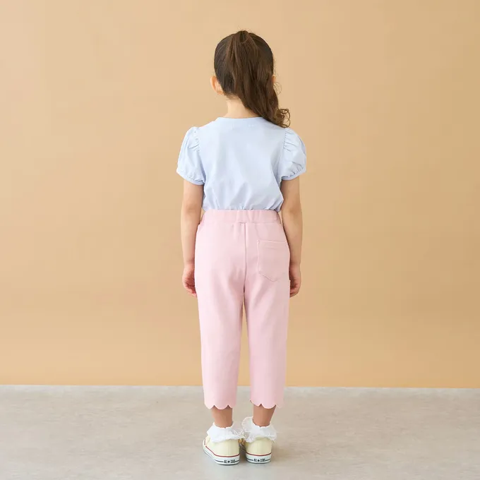 日本 Lycee mine - 下擺可愛貝殼彈力七分褲-黑