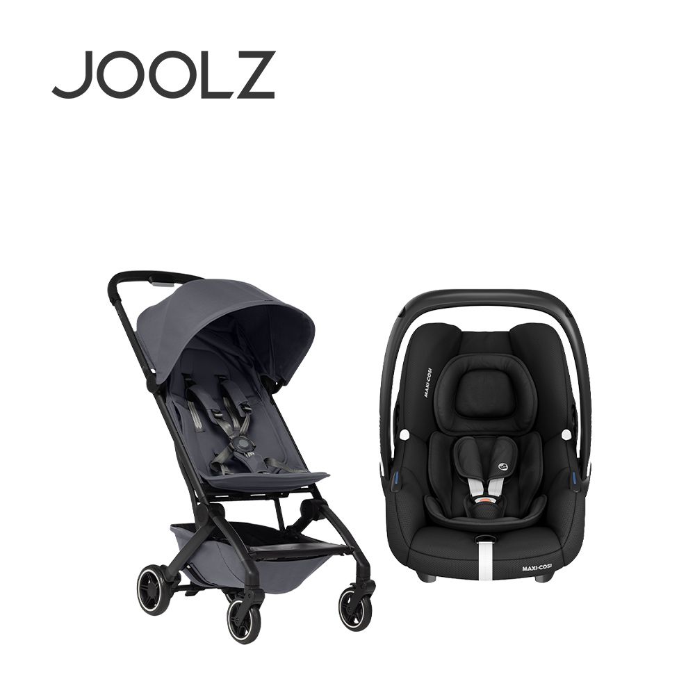 荷蘭 Aer+空氣旅行嬰兒推車+MAXI-COSI 荷蘭 CabrioFix-i-Size (Tinca) 新生兒提籃(0-18m)+結合器-推車(寶石灰)+提籃(石墨黑)