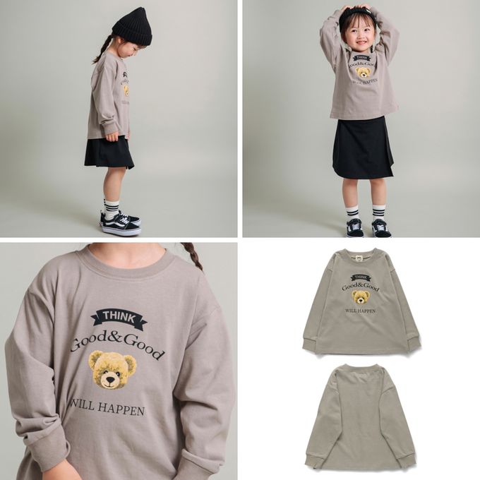 日本 BRANSHES - 100%棉 女孩印花薄長袖上衣-甜甜圈-米白