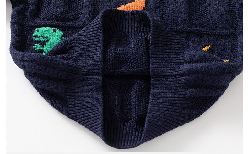 圓領保暖針織長袖上衣/毛衣-英文字恐龍-橘色