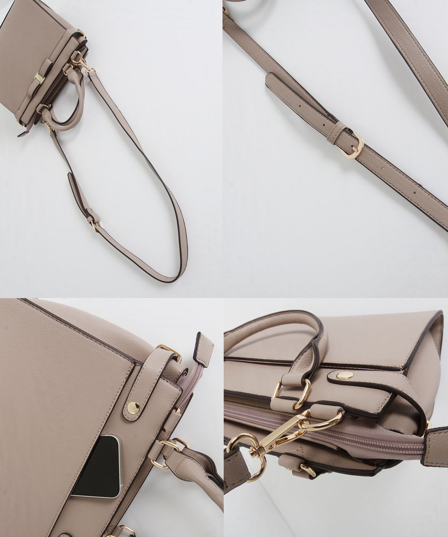 日本 tocco-closet - 蝴蝶結金釦手提包/側背包-氣質杏