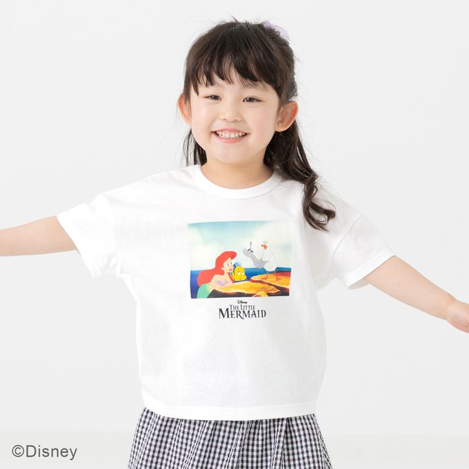 日本 Chil2 - 聯名款 100%棉印花短袖上衣-卡通人物小美人魚-白