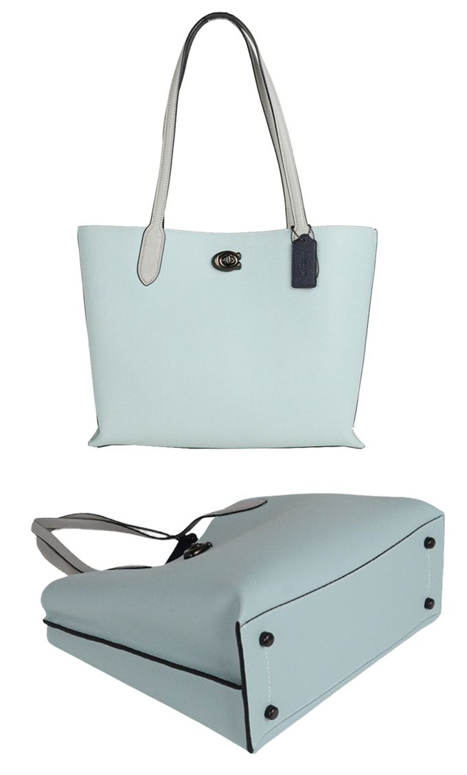 COACH - 拼接皮革托特包 (水藍)