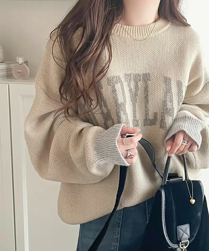 日本 Classical Elf - Java 前後2way袖配色厚針織上衣-灰