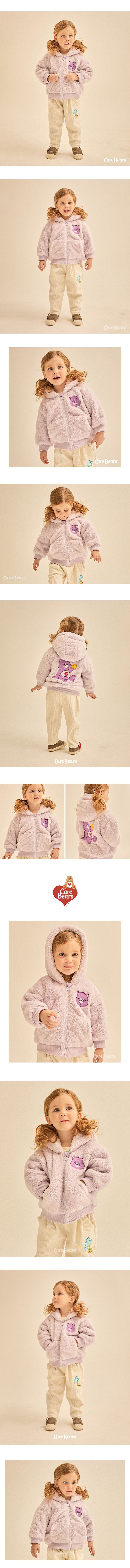 韓國 Care Bears - 聯名款刺繡小熊毛絨連帽外套-淺紫
