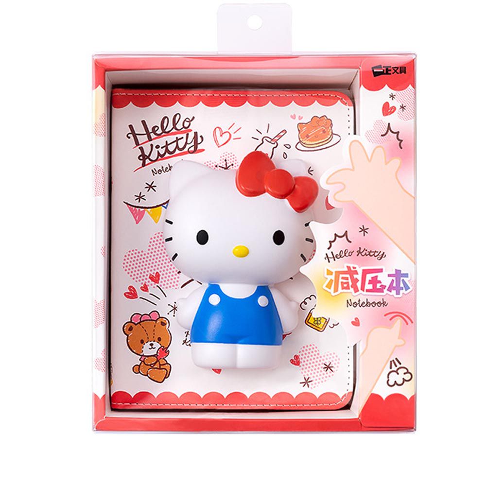 卡通3D立體減壓手帳筆記本-卡通人物Hello Kitty +熊熊-紅色 (12.7x17.5cm)