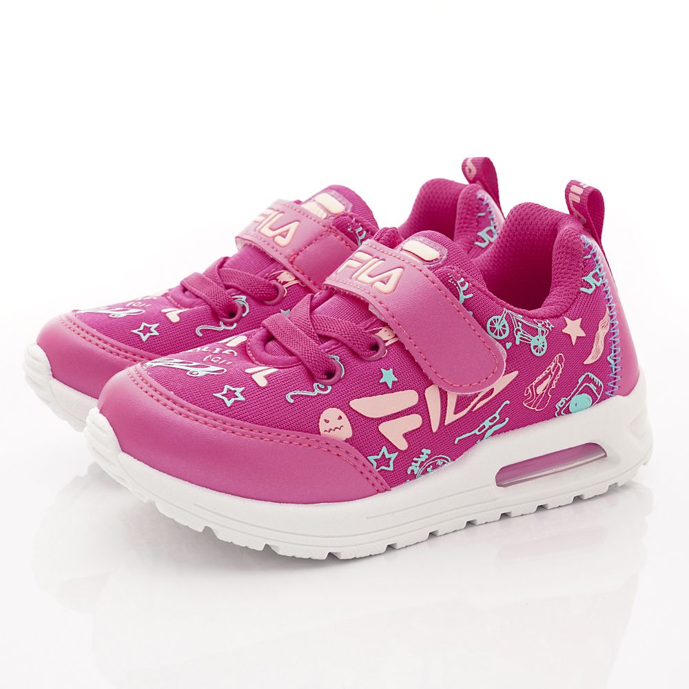 FILA - 半氣墊彈力印花運動鞋(中大童段)-桃