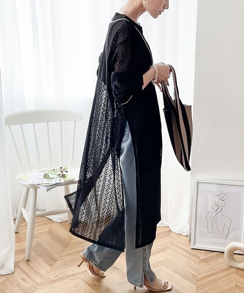 日本 Classical Elf - 早春幾何雕花鉤針長版洋裝-米白