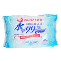 akachan honpo - 水99% Super 新生兒屁屁濕紙巾一般型-90張x1包-日本製