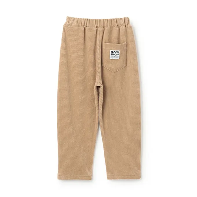 日本 b-ROOM - 柔軟寬鬆織燈芯絨長褲-卡其
