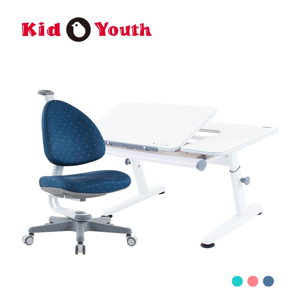 大將作 kid2youth - M6 Plus-XS 成長桌椅組(含BABO椅)/兒童書桌椅-深海藍-桌面尺寸寬100x長75cm