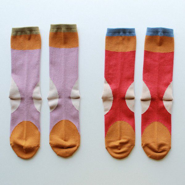 日本女裝代購 - 日本製 伊索寓言印花長襪-寡婦與母雞-粉紫 (23-25cm)