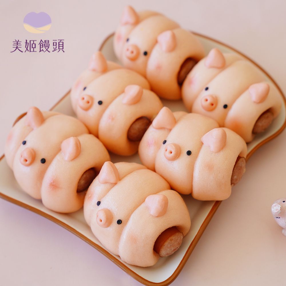 美姬饅頭 - 小豬豬鮮乳熱狗捲 (6入)-50g