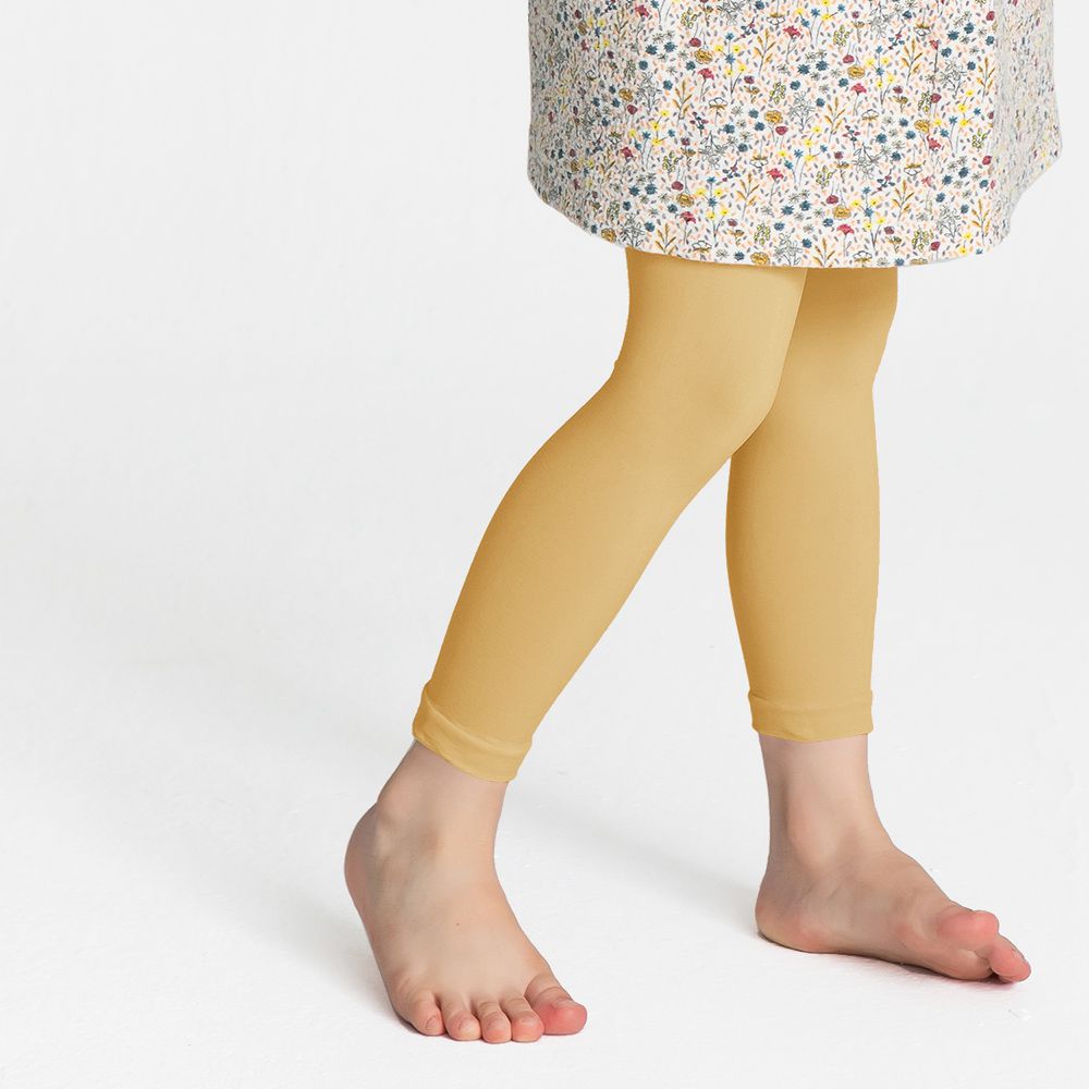 GIAT - 2件組-女童超細纖維彈力九分褲襪-芥末黃