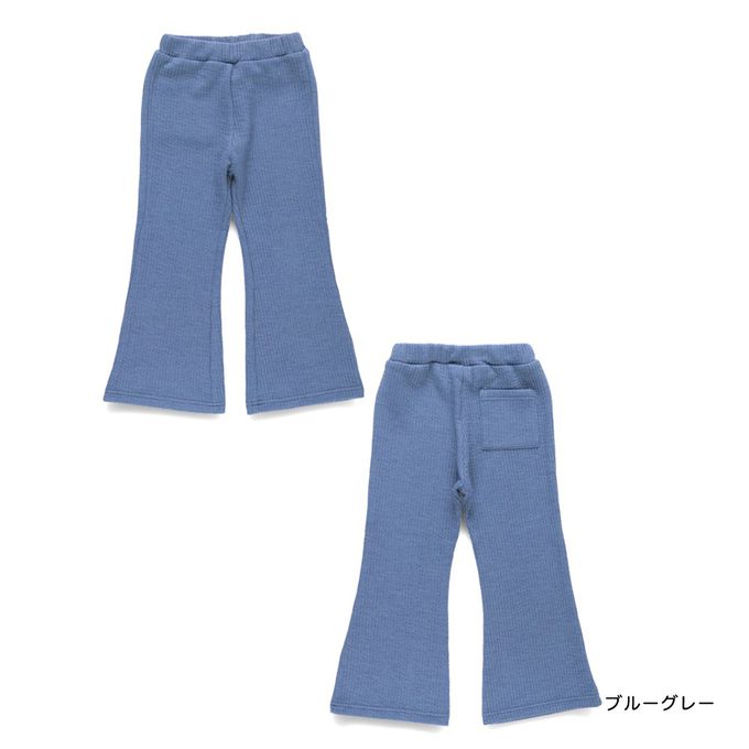 日本 BRANSHES - 保暖羅紋針織小喇叭褲-灰