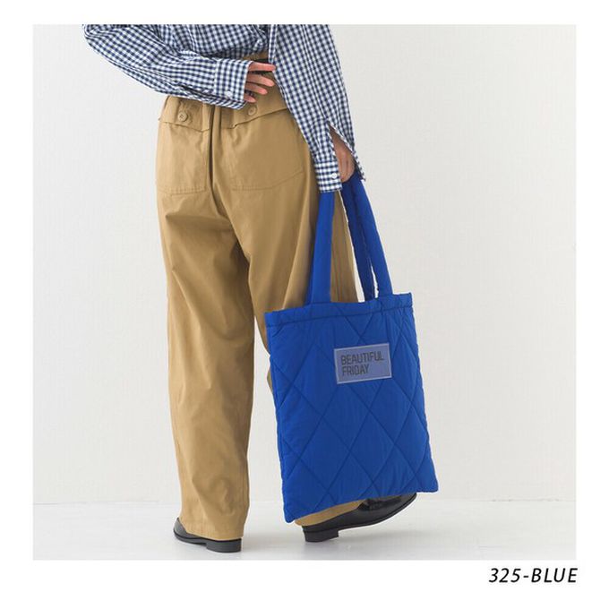 日本 OMNES - 輕巧大容量尼龍絎縫托特包-銀 (42x39cm)