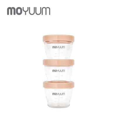 韓國 MOYUUM - TRITAN 多功能食品儲存罐-蜜桃橘-130ml 三件組