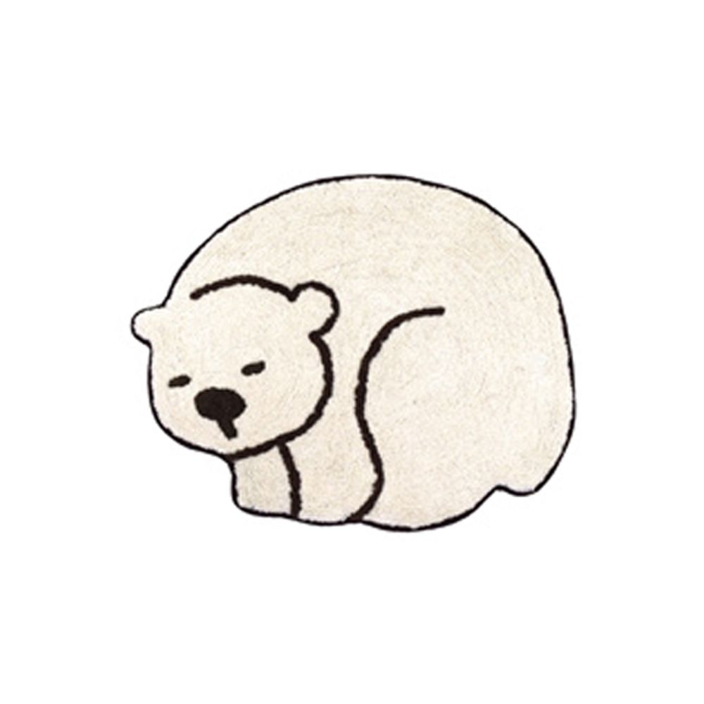 日本 TOMO - 打瞌睡小動物圓地墊/腳踏墊-北極熊 (約48×58cm)
