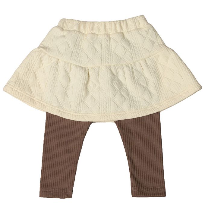 akachan honpo - 10分假兩件裙褲-鋪棉-象牙白色