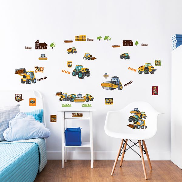 英國 Walltastic - 童趣壁貼-挖掘車-38張貼紙